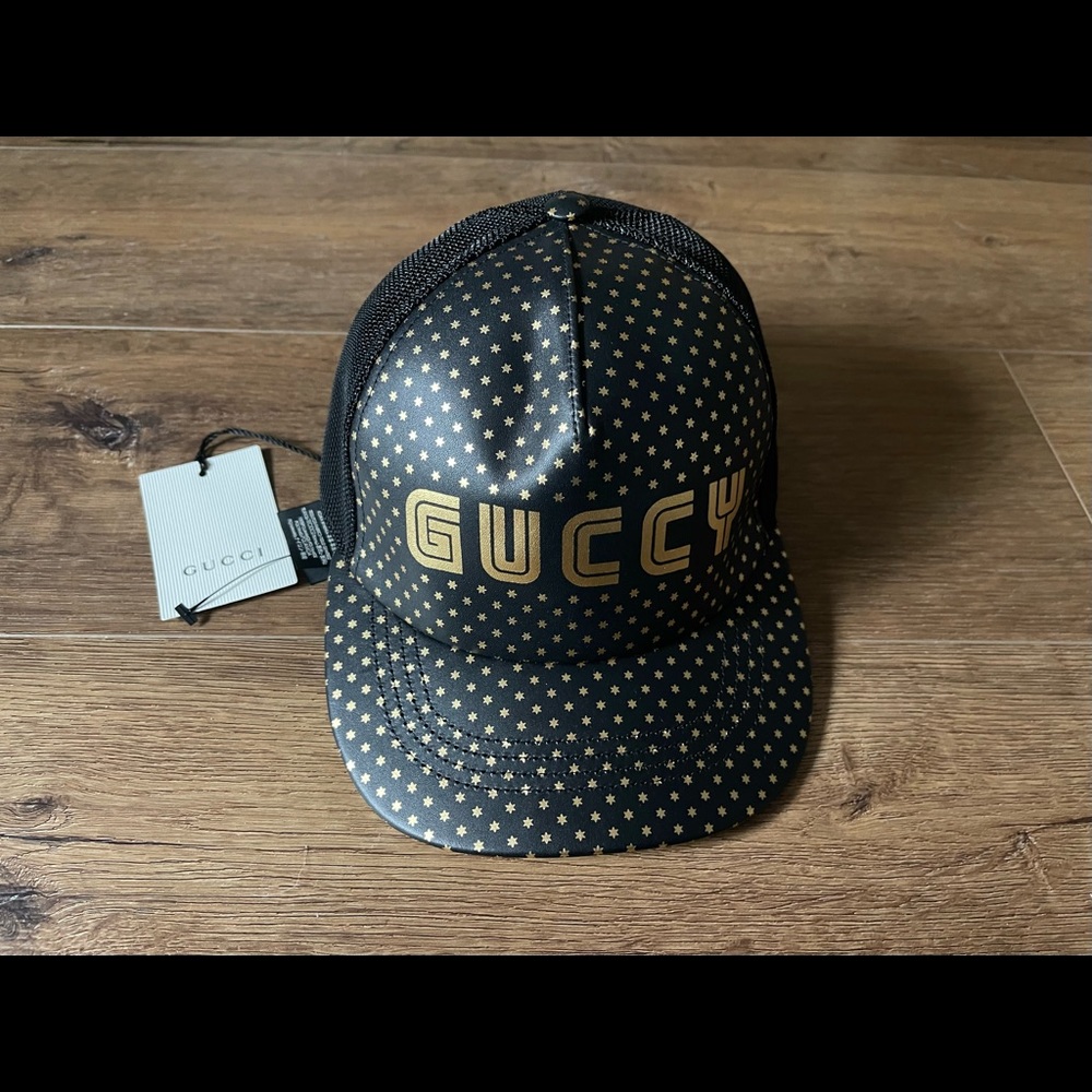 GUCCI-AUTHENTIC NWT Gold & Black “GUCCY” Baseball Hat - Picture 8 of 14